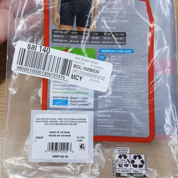 HANES Boxer Briefs Mens Small Gray Black 3-Pack Ultimate Comfort Tagless - Picture 4 of 5